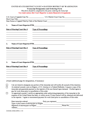 Transcript Designation and Ordering Form