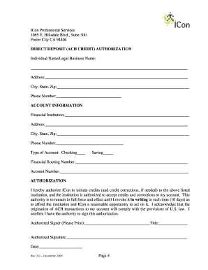 Direct Deposit Authorization Form