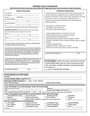 Student Medication Authorization Form