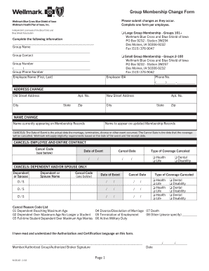 Wellmark Group Membership Change Form