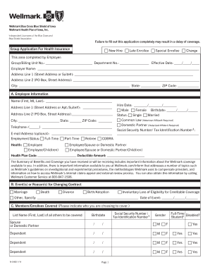 Group Application For Health Insurance