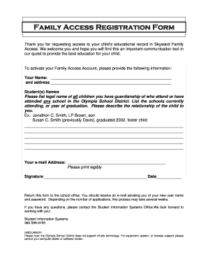Family Access Registration Form