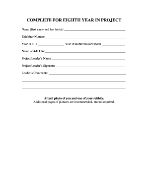 4-H Rabbit Project Book