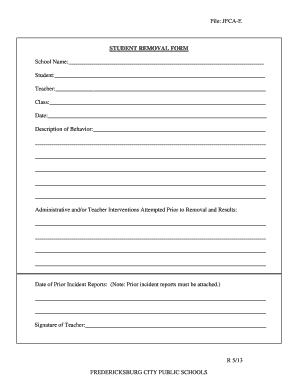 Student Removal Form