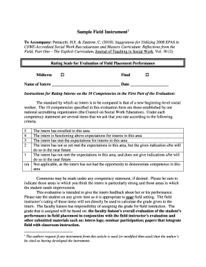 Social Work Field Placement Evaluation Form