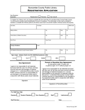 Buncombe County Public Library Registration Application