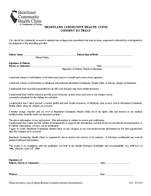 Heartland Community Health Clinic Consent to Treat