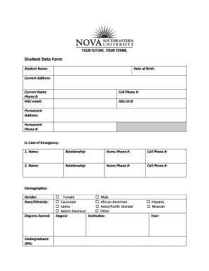 Student Data Form