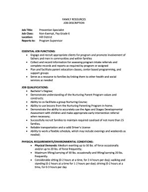 Prevention Specialist Job Description