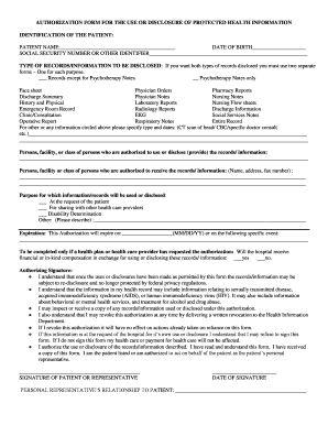 Authorization Form for Health Information Disclosure