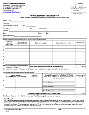 Eide Bailly Employee Benefits Reimbursement Request Form