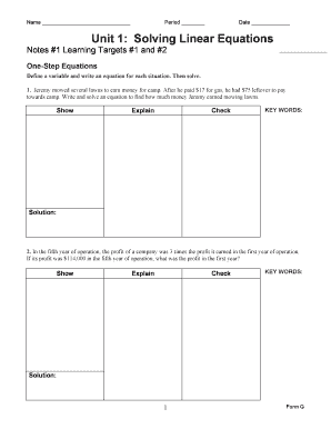 Algebra 1 One-Step and Two-Step Equations Worksheet