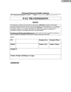Fax Transmission Notice