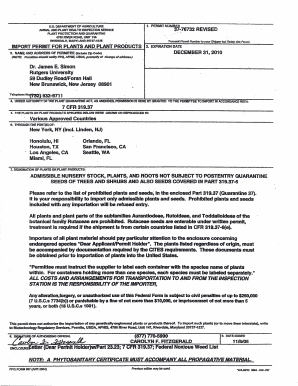 USDA Import Permit for Plants and Plant Products