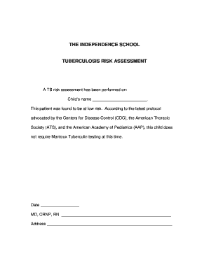 Tuberculosis Risk Assessment Form