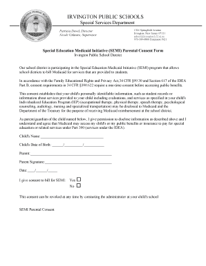 Special Education Medicaid Initiative Parental Consent Form