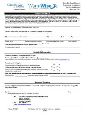 Columbia Gas of Virginia Residential Low Income Application