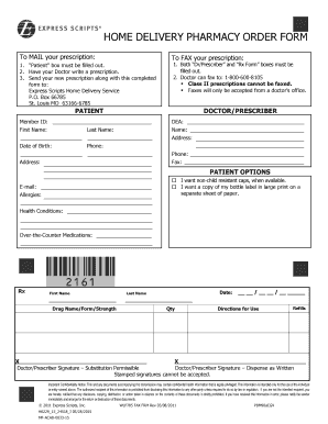 Home Delivery Pharmacy Order Form