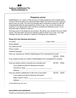 Pregnancy Health Survey Form