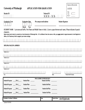 University of Pittsburgh Graduation Application