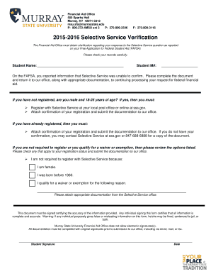Selective Service Verification Form