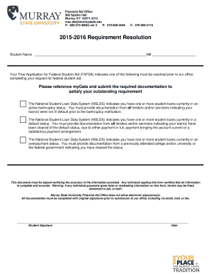 2015-2016 Requirement Resolution Form