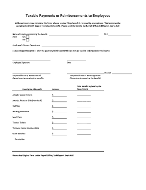 Taxable Payments or Reimbursements to Employees Form
