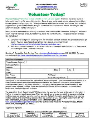 Girl Scouts Background Screening Form