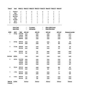 NWSL Team Schedule Template