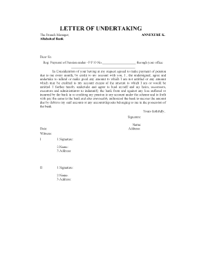 Letter of Undertaking for Pension Payment