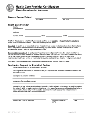 Health Care Provider Certification
