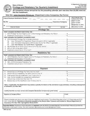 Illinois Privilege and Retaliatory Tax Quarterly Installment