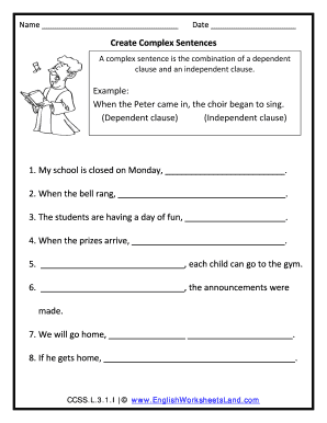 Create Complex Sentences Worksheet