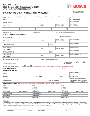 Bosch Credit Application & Agreement