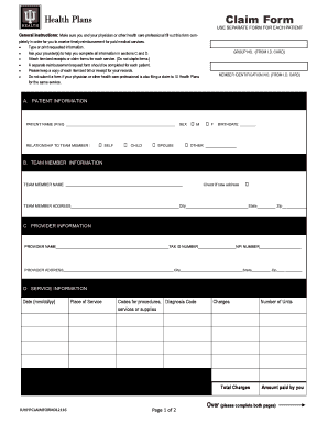 IU Health Plans Medical Claim Form