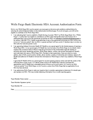 Wells Fargo HSA Account Authorization Form