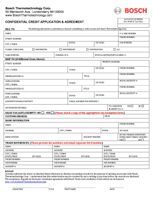 Bosch Credit Application and Agreement