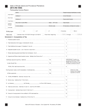 Rhode Island Partnership Income Return