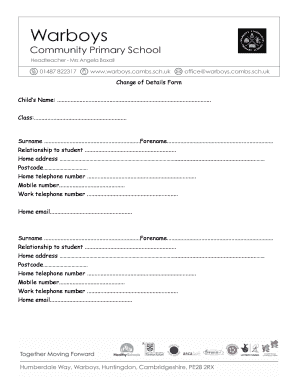 Change of Details Form