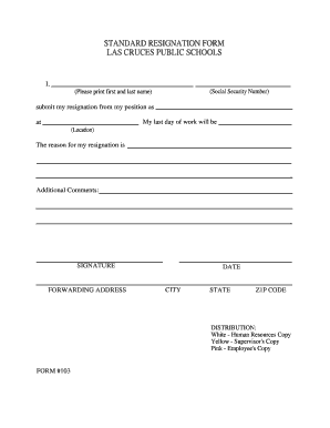 Standard Resignation Form