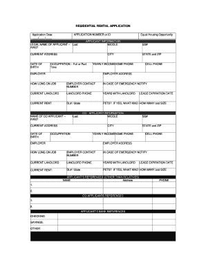 Residential Rental Application Form