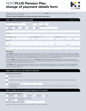 HOSTPLUS Pension Plan Change of Payment Details Form