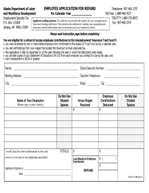 Alaska Employee Application for Refund