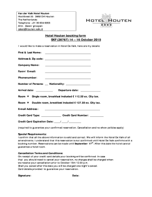 Hotel De Valk Booking Form