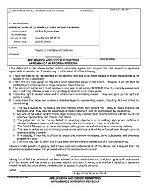 California Pro Se Appearance Form