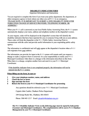 9-1-1 Disability Indicator Form