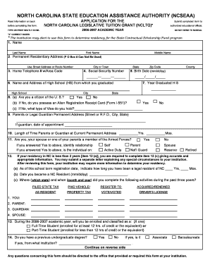 North Carolina Legislative Tuition Grant Application