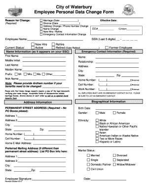 Employee Personal Data Change Form