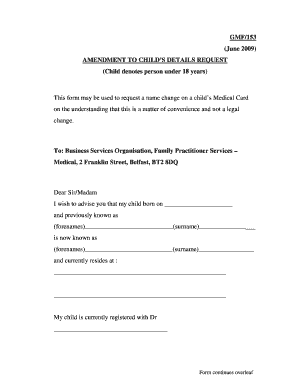 Amendment to Child’s Details Request