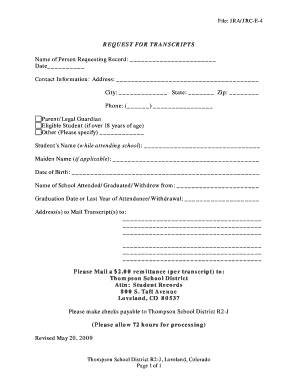 Request for Transcripts